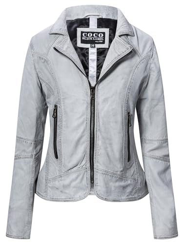 CBL Damen Lederjacke aus Echtleder im klassisches Design mit Reißverschlusstaschen, Farbe:weiß, Größe:44 von CBL