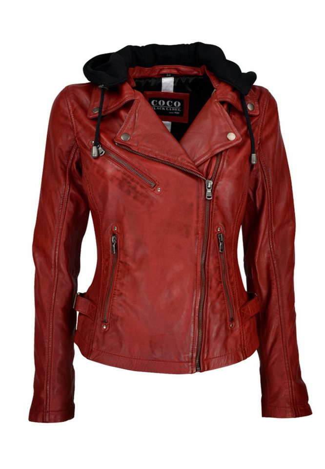 CBL Lederjacke MQ-45740 im Biker Style mit Reverkragen und abnehmbarer Kapuze von CBL