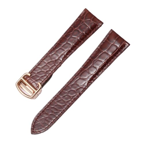 LQXHZ Armband Aus Alligatorleder, Kompatibel Mit Cartier Solo Tank London, Echtes Leder, Schwarz, Braun, Uhrenarmband For Herren Und Damen, 16 18 20 22 24 Mm (Color : Brown-silver, Size : 16mm) von LQXHZ