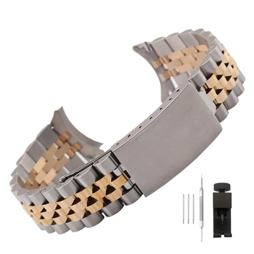 CBLDF Armband aus Edelstahl, kompatibel mit Rolex Datejust Luxus-Uhrenarmband mit gebogenem Ende, für Damen und Herren, 13, 17, 18, 19, 20, 21, 22 mm, 18mm, Achat von CBLDF