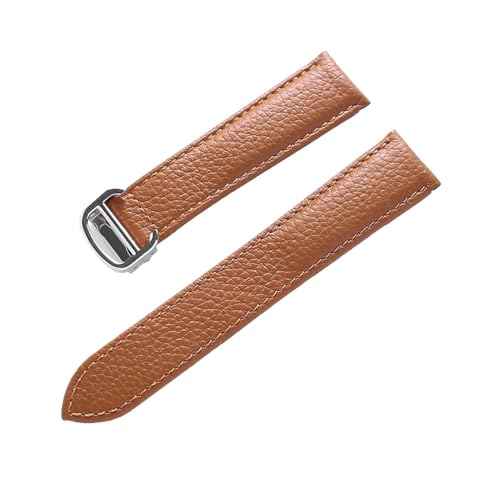 LQXHZ Gürtel Leder Uhrenarmband Litschi Weiches Leder Herrengürtel Damen Armband Kompatibel Mit Cartier Tank London Blue Uhrenzubehör (Color : Brown Silver Buckle, Size : 13mm) von LQXHZ