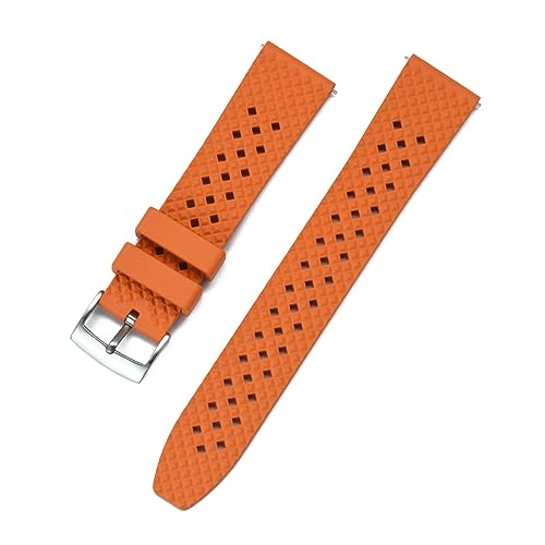 CBLDF Uhrenarmband 18mm 20mm 22mm Poröse Schnellverschluss-Uhrenarmbänder Aus Fluorkautschuk For Herren-Taucheruhren-Zubehör (Color : Orange, Size : 20mm) von CBLDF