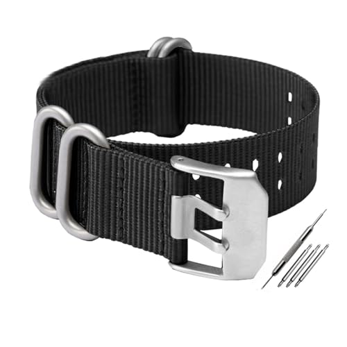 LQXHZ Nylon Uhrenarmband 22mm 23mm Uhrenarmband Wasserdicht Sport For Uhrenarmbänder Armband Schwarz Modearmband For Herren Gürtel (Color : Black two silver, Size : 23mm) von LQXHZ