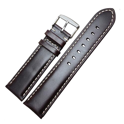 CBLDF Uhrenarmband aus echtem Leder, Schwarz, Dunkelbraun, 18, 19, 20, 21, 22, 24 mm, Uhrenarmbänder für Herren und Damen, polierte Schnalle, 21mm, Achat von CBLDF