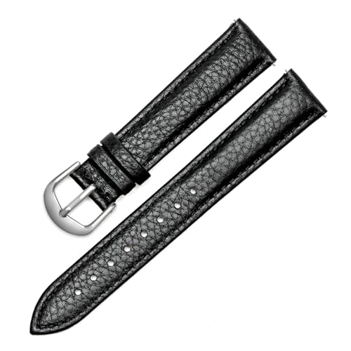 CBLDF Echtes Leder-Uhrenarmband For Damen, Schnellverschluss-Uhrenarmband, 12 Mm, 14 Mm, 16 Mm, 18 Mm, 20 Mm, Modisches Armband For Armbanduhren (Color : BLACK SL, Size : 16mm) von CBLDF