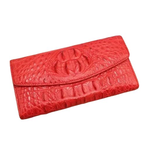 Authentic True Crocodile Skin Damen Lange Chic Wallet Female Card Holders Exotic Real Alligator Leder Lady Large Clutch Geldbörse, Rot/Ausflug, einfarbig (Getaway Solids), Modisch und lässig von CBLdF