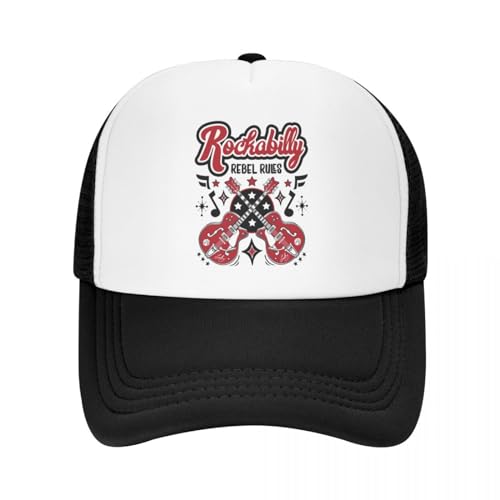 Baseballkappe Benutzerdefinierte Rockabilly-Musik Rock and Roll Gitarre Baseballkappe Sonnenschutz Männer Frauen Verstellbare Trucker-Mütze Frühling Snapback Caps von CBLdF