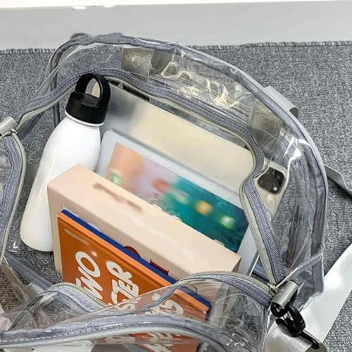 CBLdF Damenhandtasche PVC Transparente Tasche Große Kapazität Handgepäck Tasche Leichte wasserdichte Klare Einkaufstasche-Blau von CBLdF