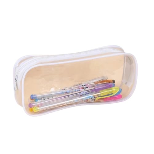 CBLdF Federtasche Weiche Kunststoff Transparent Bleistift Fall Student PVC Clear Pen Bag Transparent Bag-Weiß von CBLdF