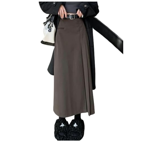 CBLdF Langer Rock Damen Rock Asymmetrisch Mode Hohe Taille Vielseitig Rein S/5XL Lässig Bequem Einfach Herbst-K-M von CBLdF