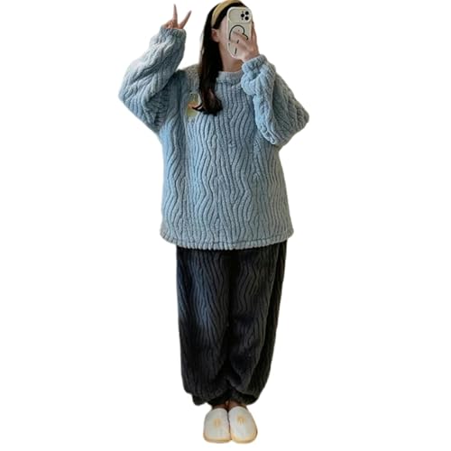 CBLdF Pyjama Damen Plus Size M-7xl Nachtwäsche Frauen Fleece Pyjama Warme Frau Winter Pyjama Dicke Weibliche Pyjama Set Samt Nachtwäsche-1-4xl von CBLdF