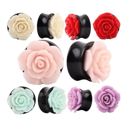 2PCS Rose Acrylic Ear Gauges Tunnels （8-25mm）Five Colors For Women Men Punk -Hip Hop Body Piercing Jewelry (Color : Purple, Size : 8mm) von CBLdf