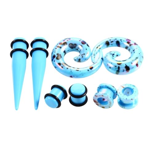 4 Pairs Acrylic Ear Tunnels Plugs （2-10mm）Acrylic Color Printing For Women Men Punk Body Piercing Jewelry (Color : Sea Blue, Size : 10mm) von CBLdf