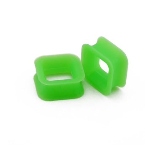 Ohr tunnel plug 1 Pair Silicone Ear Plugs Tunnels Five Pointed Star+heart Shape+trianglePunk Hip-hop Ear Expander For Women Men Body Piercing Jewelry (Color : Square-Green, Size : 5mm) von CBLdf