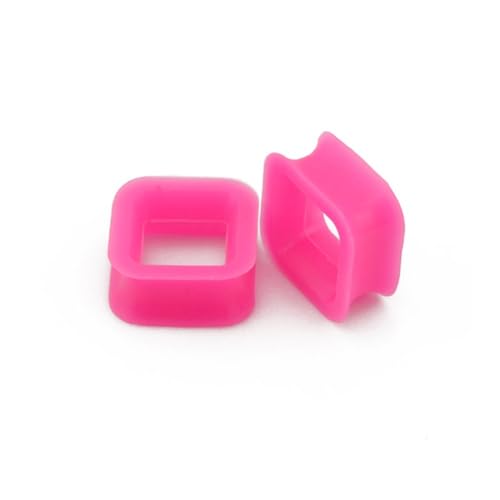 Ohr tunnel plug 1 Pair Silicone Ear Plugs Tunnels Five Pointed Star+heart Shape+trianglePunk Hip-hop Ear Expander For Women Men Body Piercing Jewelry (Color : Square-Pink, Size : 5mm) von CBLdf