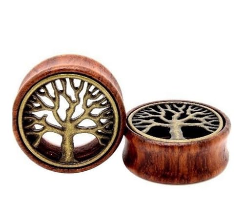Ohr tunnel plug 1 Pairs Wooden Ear Tunnels Plugs （8-20mm） Buddha statue+Sun and Moon+Peace Tree+honeycomb-Ear Expander Plugs for Women and Men Ear Piercing Stretcher (Color : B, Size : 18mm) von CBLdf