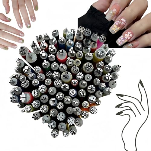 Nagelkunst-Stempelstift-Set, Präzisions-Nageldesign-Werkzeuge, DIY-Nagelstempelstifte, Blumenstifte, Pinsel für Frauen und Mädchen, Graffiti-Punktstifte für DIY-Nagelkunst, mit verschiedenen Mustern von CBOFOL