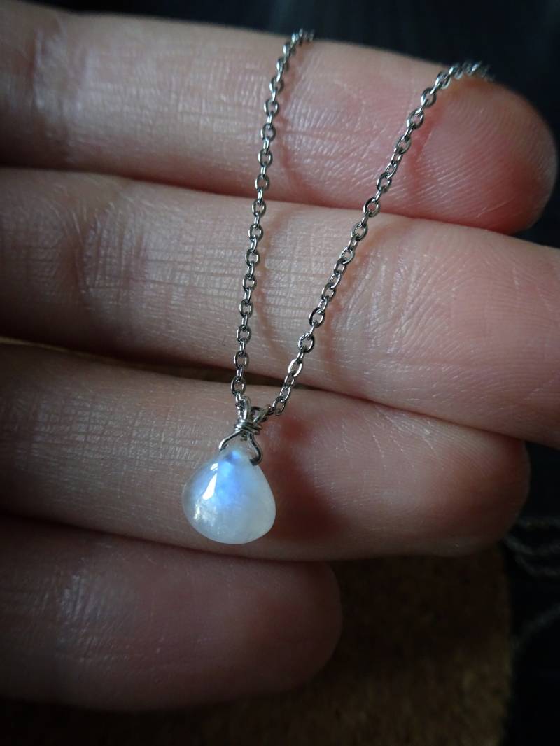 Handgefertigter Sterling Silber Mondstein Anhänger Draht Gewickelt Boho Schmuck von CBradfieldDesign