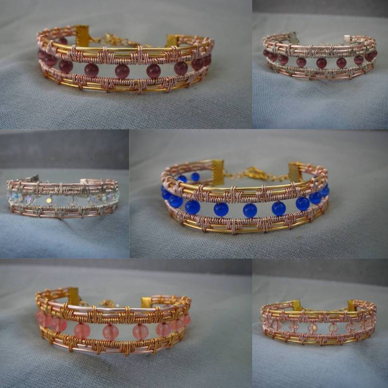 Handgefertigtes Art Deco Wire Wrapped Armband Vintage Style Armreif von CBradfieldDesign