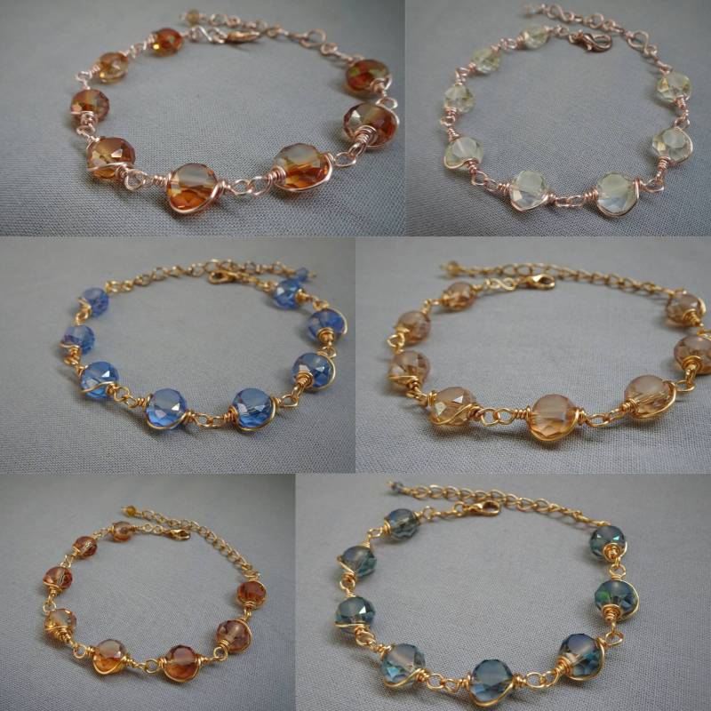 Handgefertigtes Gold Kristall Bead Armband Draht Gewickelt Boho Kette von CBradfieldDesign