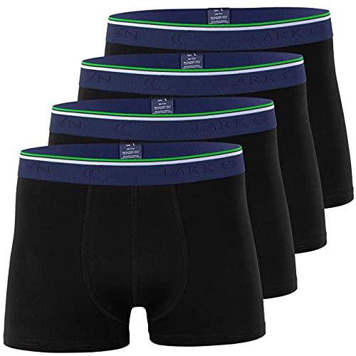 4er Pack Bambus Boxershorts für Herren - Atmungsaktive & Bequeme Unterwäsche, Schwarz, Gr. L von CC Clark Crown