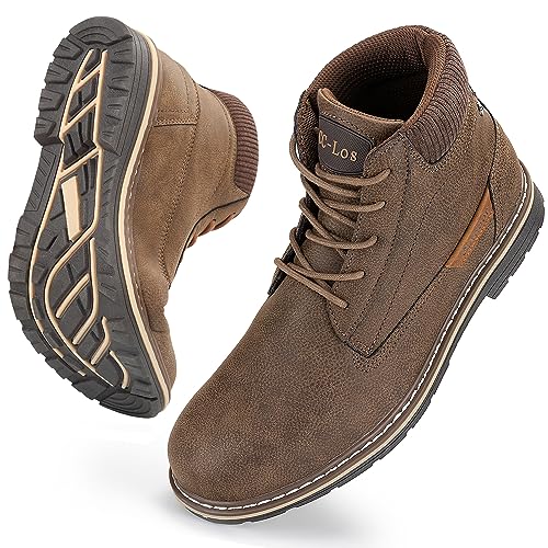 CC-Los Herren Wasserdichte Mid-Top Chukka Stiefel Arbeitsschuhe Casual Outdoorschuhe Braun 40 von CC-Los