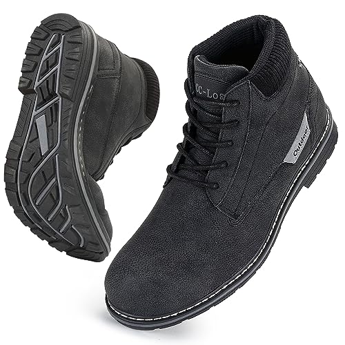 CC-Los Herren Wasserdichte Mid-Top Chukka Stiefel Arbeitsschuhe Casual Outdoorschuhe Schwarz 41 von CC-Los