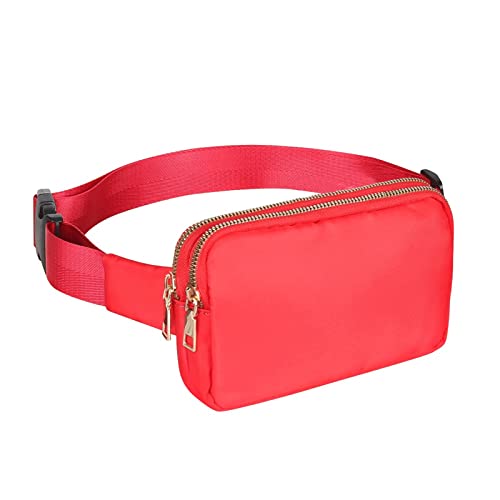 CCAFRET Brusttasche Damen Double Zipper Waist Bag Rain Proof, Mobile Phone Shoulder Bag (Color : Red) von CCAFRET