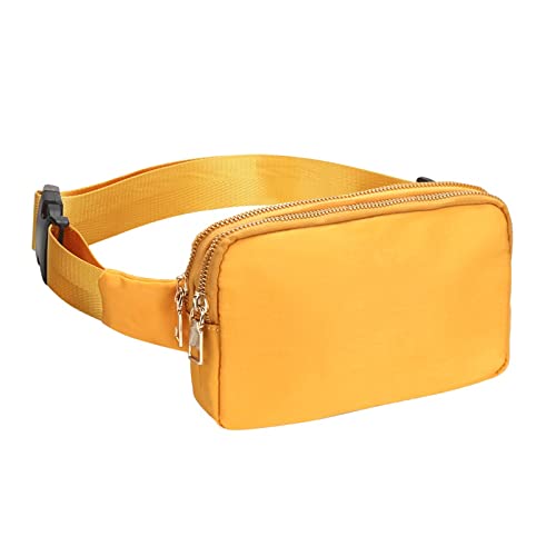 CCAFRET Brusttasche Damen Double Zipper Waist Bag Rain Proof, Mobile Phone Shoulder Bag (Color : Yellow) von CCAFRET