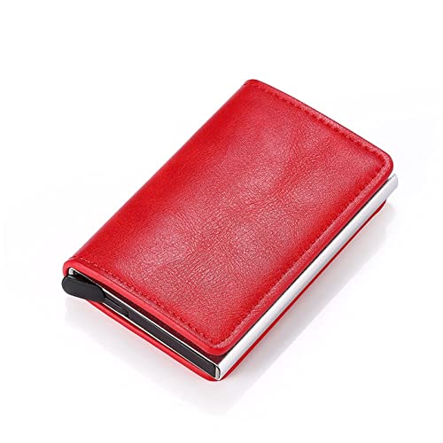CCAFRET Damen Geldbörse Customized Smart Men Wallet Business Card Holder Wallet Aluminum Metal Case Box Mini Credit Card Wallet Purse (Color : Red) von CCAFRET