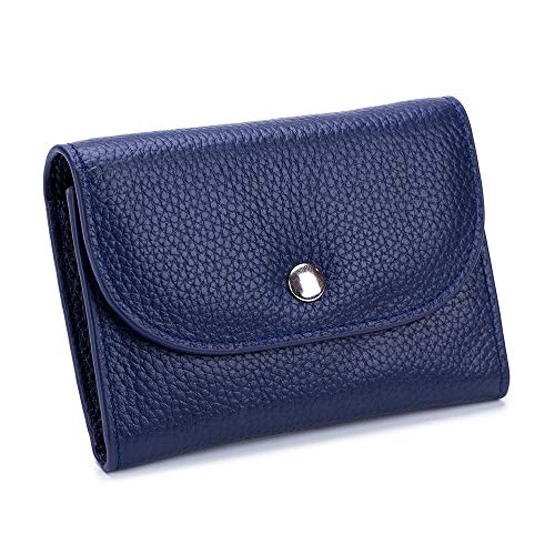 CCAFRET Damen Geldbörse Echte Leder-Mappen-Frauen-beiläufige einfache weibliche Kurze Kleiner Geldbeutel Geldbörse Kartenhalter mit Reißverschluss-Taschen (Color : Blue) von CCAFRET