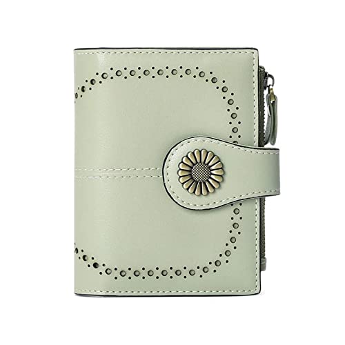 CCAFRET Damen Geldbörse Echtes Leder Brieftaschen for Frauen, die kleine einfache Kurze Bifold-Mini-Münz-Taschengeldbörse for jugendlich Mädchen blockieren (Color : Light Green) von CCAFRET