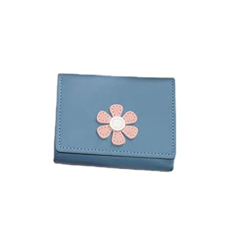 CCAFRET Damen Geldbörse Frauen Nette Blume Brieftasche HASP Entworfen PU Leder Mädchen Münze Geldbörsen Weibliche Kartenhalter (Color : Blue) von CCAFRET