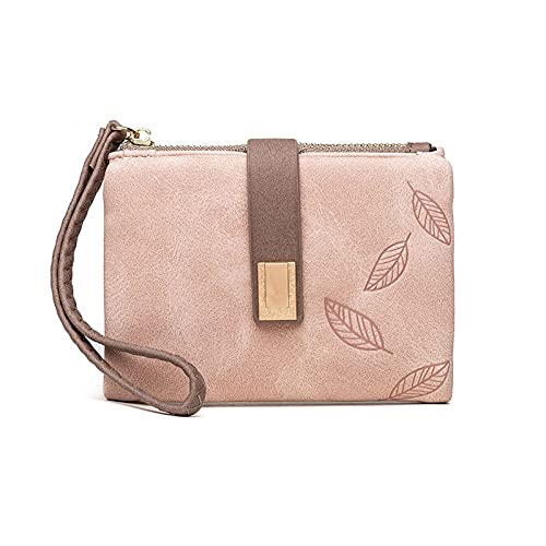 CCAFRET Damen Geldbörse Mode Damen Brieftasche Reißverschluss Schnalle Kleine Geldtasche Kreditkartenhalter Leder (Color : Pink) von CCAFRET