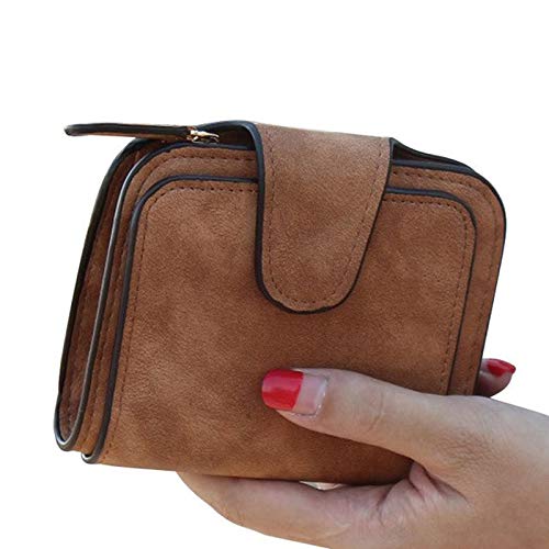 CCAFRET Damen Geldbörse Zipper Wallet Mode Kleine weibliche Handtasche Short-Geldbeutel Frauen-Mappe (Color : Bruin) von CCAFRET