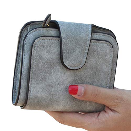 CCAFRET Damen Geldbörse Zipper Wallet Mode Kleine weibliche Handtasche Short-Geldbeutel Frauen-Mappe (Color : Grijs) von CCAFRET