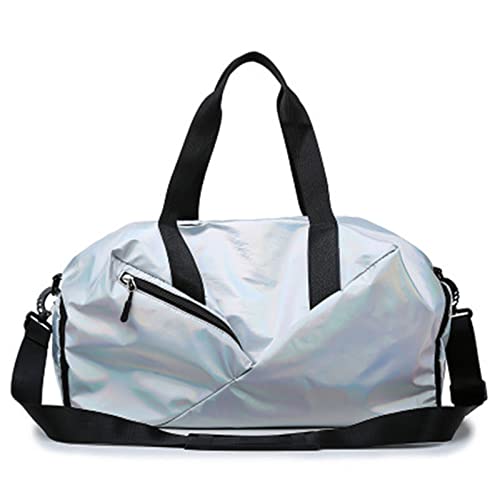 CCAFRET Gym Tasche Hellrosa Damen Sporttaschen für Fitness nass trocken Sporttasche mit Schuhfach Yogamatte Tasche Training Yoga (Color : Silver) von CCAFRET