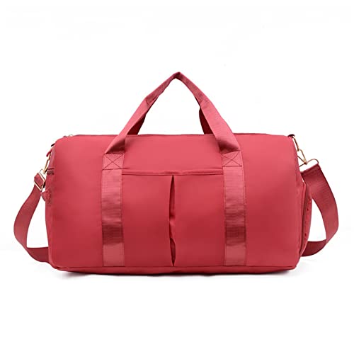 CCAFRET Gym Tasche Reisetasche Wasserdichtes Nylon Damen Training Fitness Handtasche Große Kapazität Faltbare Sporttasche Schuhaufbewahrungsbox (Color : Red) von CCAFRET