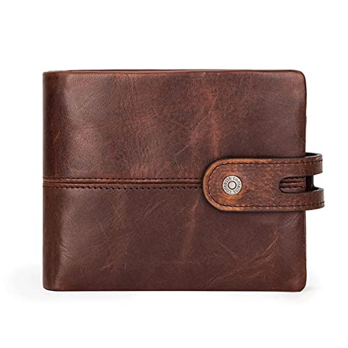 CCAFRET Herren Portemonnaie Casual Men's Wallet Leather Short Coin Purse Buckle Design Wallet Leather Clutch Wallet for Men (Color : Coffee) von CCAFRET