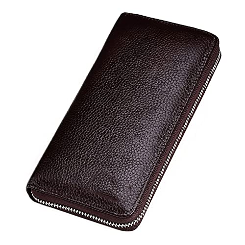 CCAFRET Herren Portemonnaie Men's Wallet Leather Clutch Bag with Mobile Phone Bag Long Card Wallet Wallet Luxury Brand Men (Color : Coffee) von CCAFRET