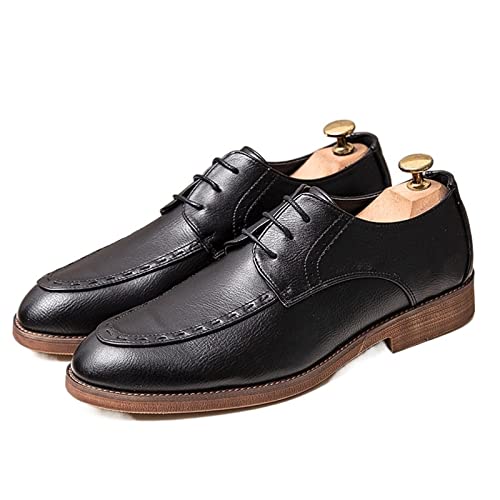 CCAFRET Herrenschuhe Men Shoes Brand Oxford Business Men Shoes High Quliaty PU Leather Dress Shoes Breathable Men's Flats Office Shoes (Color : Black, Size : 6) von CCAFRET