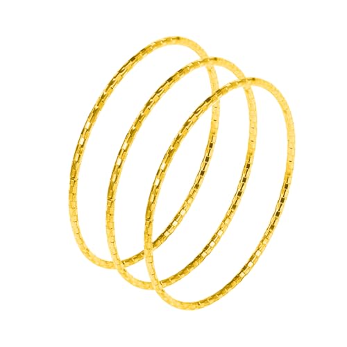 CCAIPU 3 Pcs Gold Armreifen für Damen, Stackable Link Kette Armbänder Golden Manschette Armband für Hochzeit Geburtstag Party Schmuck Geschenk für Mutter Damen Mädchen (A-Gold, 60mm) von CCAIPU