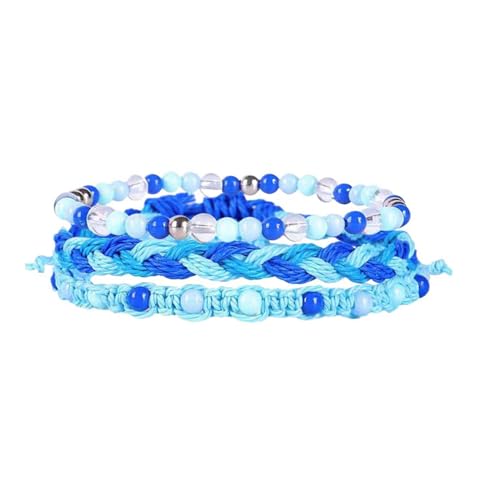 CCAIPU 3 Pcs Perlen Armbänder für Frauen, Stapelbar Perlen Armbänder Böhmischen Armband Freundschaft Schmuck für Damen Mädchen (Blau) von CCAIPU
