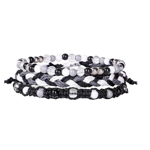 CCAIPU 3 Pcs Perlen Armbänder für Frauen, Stapelbar Perlen Armbänder Böhmischen Armband Freundschaft Schmuck für Damen Mädchen (Schwarz) von CCAIPU