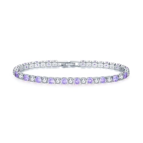 CCAIPU Damen-Strass-Armband 18 Karat Vergoldet Zirkonia Klassisches Tennis-Armband Geschenke für Mädchen (B-Weiß/Violett, Legierung) von CCAIPU