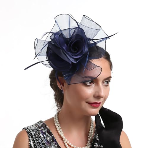 CCAIPU Damen Fascinators Hut, Blume Mesh Bänder Federn Stirnband Elegante Haarspange Tea Party Kopfbedeckung für Mädchen und Frauen von CCAIPU