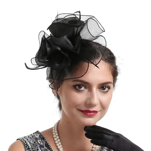 CCAIPU Damen Fascinators Hut, Blume Mesh Bänder Federn Stirnband Elegante Haarspange Tea Party Kopfbedeckung für Mädchen und Frauen von CCAIPU