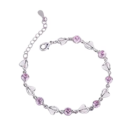 CCAIPU Damen Kristall Herz Armband Rot und Blau Strass Armband Verstellbares Herz Armband Muttertag Valentinstag Weihnachten Geburtstag Schmuck für Frau Mutter Damen (Pulver) von CCAIPU