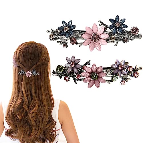 CCAIPU 2 Stück Haarspangen für Damen, Elegante Blume Perle Kristall Haarspangen Brautschmuck Haarschmuck Haarklammern Haarclips für Damen Mädchen (A-2pcs) von CCAIPU