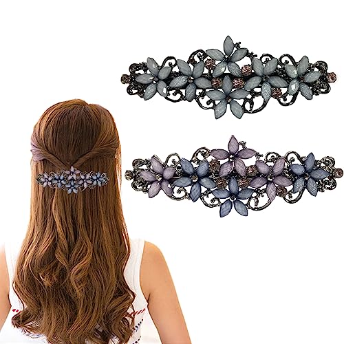 CCAIPU 2 Stück Haarspangen für Damen, Elegante Blume Perle Kristall Haarspangen Brautschmuck Haarschmuck Haarklammern Haarclips für Damen Mädchen (B-2pcs) von CCAIPU